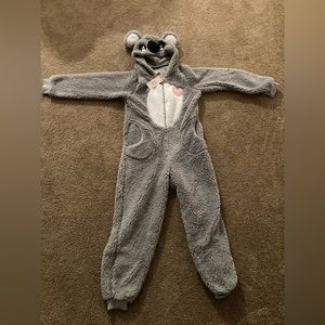 Koala bear fuzzy full body zipper pajamas
